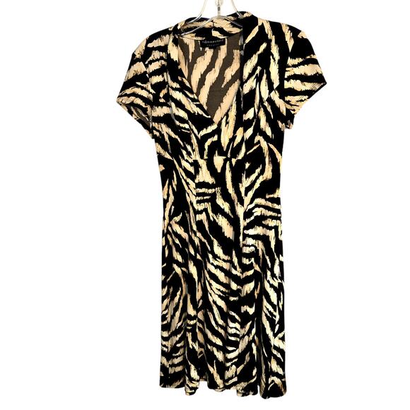 Connected Apparel 4 Women's Short  Sleeve Black Cream Dress Miss Size Small S - Picture 2 of 6